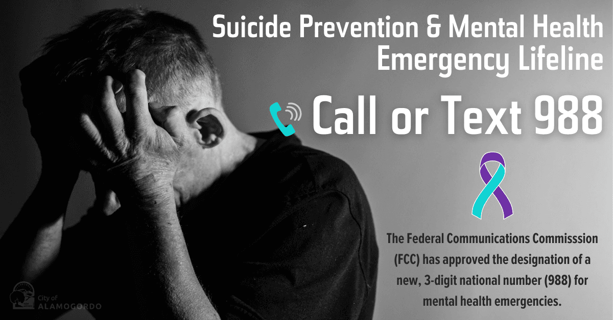 Suicide prevention and mental health emergency lifeline call or text 988.